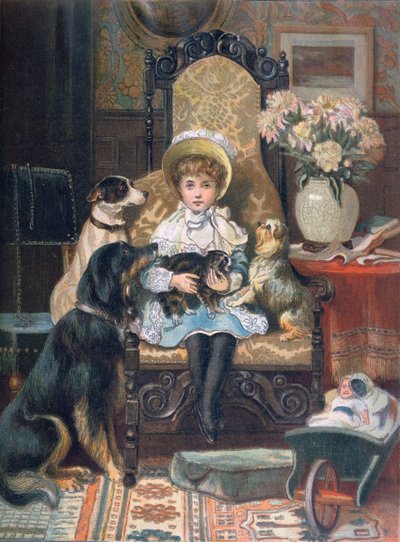 Doddy und ihre Haustiere, ca. 1885 von Charles Trevor Garland